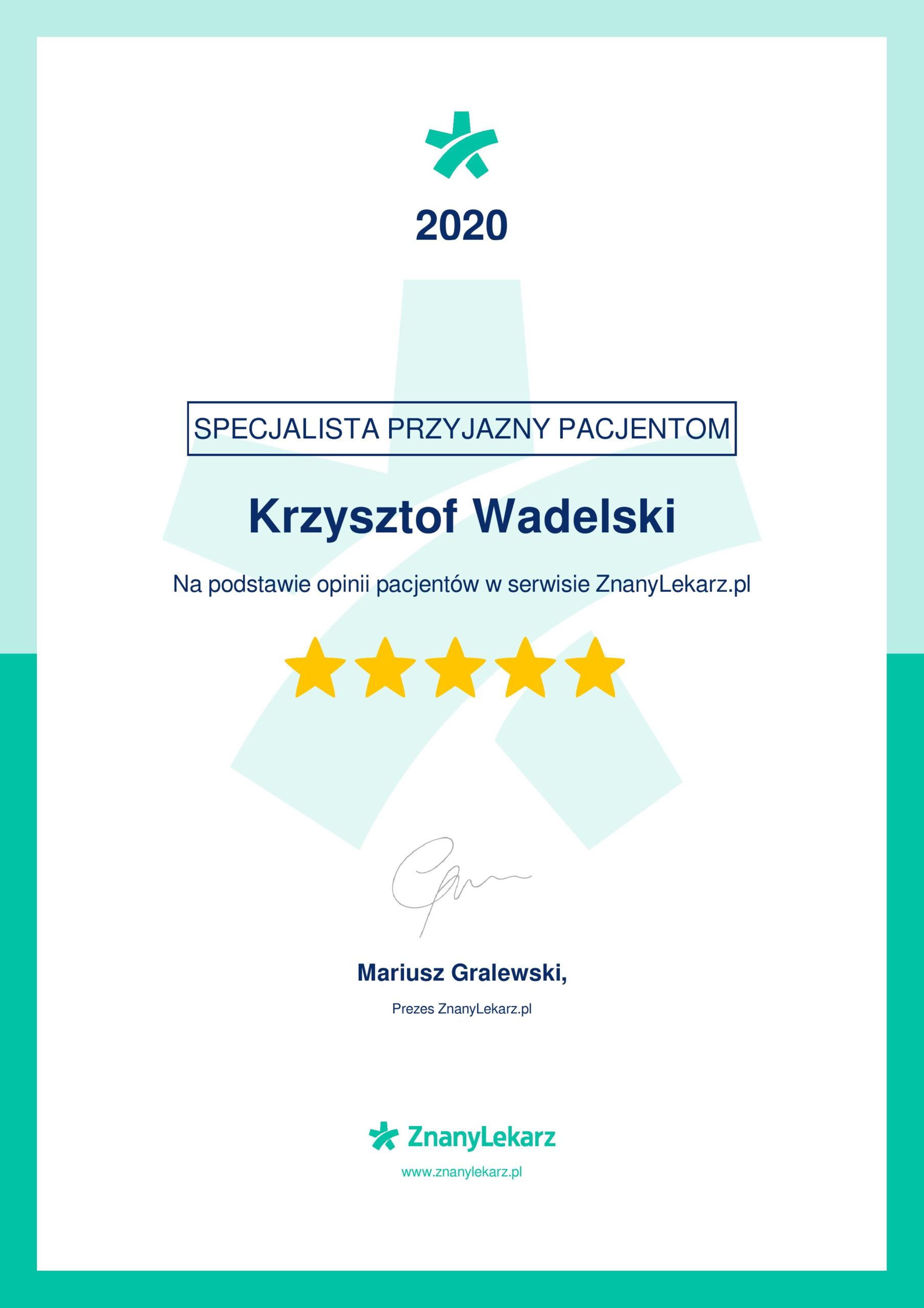 krzysztof-wadelski-znany-lekarz-certificate-2020
